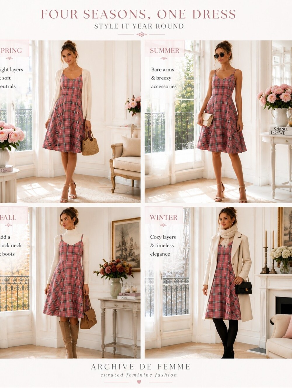 Boobgs Large Pink Plaid Fit & Flare Midi Dress Cotton Blend Cottagecore - Picture 5 of 10